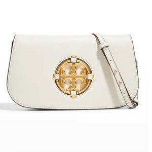 Tory Burch winter white leather clutch cross body purse.